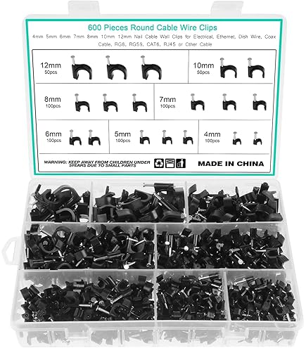 100-Pack Wire Mounting Clips - 0.39 Inch Black Cable Management Clamps For Wall Organization
