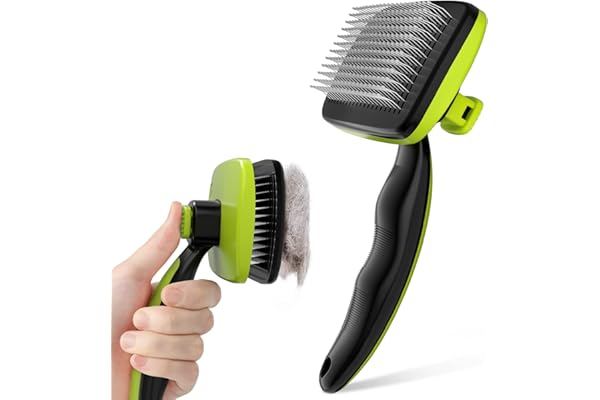 Pecute Brosse Chien/Chat, Brosse à Poils Longs/Courts pour Chat, Brosses de Toilettage Autonettoyante pour Chien, Acier Inoxydable, démêle les enchevêtrements et réduire la chute jusqu'à 95%, S
