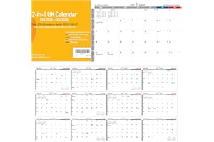 AGGAFA 2-in-1 2025–2026 UK Calendar – Double-Sided Monthly Wall Planner, Academic & Traditional Year Format, A4 Size Sheets, Writable & Color-Coded, Moon Phases & Lunar Dates Included