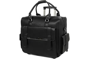 Bowatex Luxus Damen Schulter Gurt Aktentasche Laptop Trolley auf Rollen Schwarz