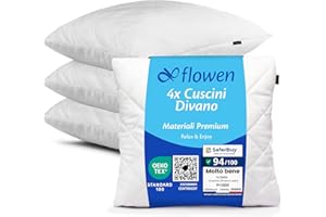 Flowen Cuscini per Divano 45x45 Imbottitura Cuscini 4 pezzi Interno Decorativi Quadrati Morbidi con Federe in Poliestere Bianca Anallergici Antiacaro Arredo Casa Salotto Letto Sfoderabili e Lavabili