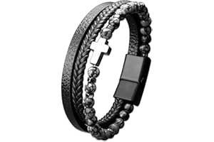 JUZICHEN Pulsera Hombre, Pulseras Cuero Hombre, Pulsera Árbol De La Vida, Pulseira Homem, Pulsera Hombre Acero Inoxidable, Regalos Para Hombre,Con Cierre Magnético