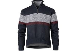 Harbrosrce Maglioni Uomo Invernali Striscia Collo Alto con Zip 1/4 Pullover Foderato in Pile Giacca in Maglia Maglione Maniche Lunghe Sweater Invernale