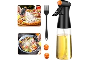 KoGiio Pluvérisateur D'huile d'olive 7 Oz / 200ml, Amélioré avec Buse, Réutilisable Vaporisateur Huile, Spray Huile et Vinaigre avec Brosse de Nettoyage, pour Cuisine/BBQ/Cuisine/Salades/Pâtes-Noir