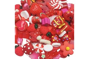 Chenkou Craft 50 pezzi Mix Assort Christmas Red DIY Flatbacks Resina Flat Back Bottoni Scrapbooking (rosso)