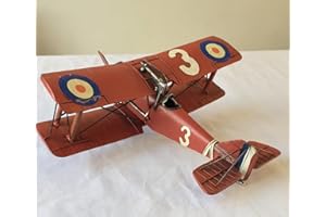 F&G SUPPLIES Biplano in metallo in stile vintage rétro, grande (32 cm), stile SE5a della prima guerra mondiale, disponibile in due colori, ottima idea regalo per qualsiasi scaffale o scrivania Rosso