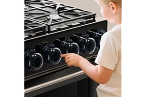 WILNIRY Lot de 4 housses de bouton de cuisinière à gaz améliorées pour la sécurité des enfants et des enfants, taille universelle avec adhésif 3M, protection contre les bébés