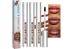 AONAT 3 PCS Tatouage Lèvres Peel Off Lip Tint Set,Encre à Lèvres Longue Tenue & Waterproof,Rouge à L-èvres Tattoo Résistant aux Transferts, Finition Mate Hautement Pigmentée,Brun Rougeâtre,Café,Cacao