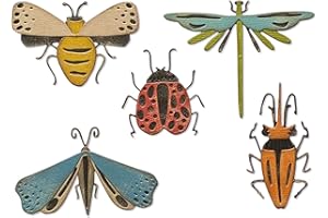 Sizzix 665364-Set de Troqueles Thinlits (5 Unidades), diseño de Insectos Funky, Multicolor, Talla única