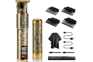 PIPPIXIA Beard Trimmer Men,Professional Hair Clippers for Men with 1.6" LCD Display,Cordless Rechargeable Hair Trimmer Shaver Set for Barbers and Home,USB-C Zero Gapped T Blade Hair Cutting Kit,Gift for Men