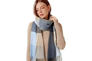 Adicloz Écharpe Femme Cachemire Hiver Chaud, Pashmina Châle Grandes Femmes Plaid Glands Foulard, Écharpe Châle Tricolore Femme Douces Wrap pour Autum et Hiver 180 * 70cm