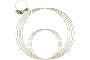 Metal Floral Hoop Wreath,RoadLoo 10 Pack 2 Sizes (3.9 &7.9Inch) Gold Dream Catcher Hoops Ring Macrame Hoop Rings for Wedding Wreath Decor Christmas Wreath Decor and Macrame Wall Hanging Craft