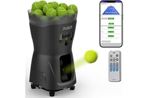 PUSUN PT-Mini Pro Tennisballmaschine – Professioneller automatischer Ballwerfer mit Fernbedienung, Smart-App-Steuerung, 65+ Ball-Hopper, batteriebetrieben, Tennis-Übungsgeräte für Erwachsene und Anfänger