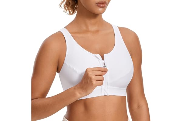 SYROKAN Soutien Gorge Femme Sport sans Armature Maintien Extreme Zippée Devant Dos Nageur Non Rembourré pour Fitness Course Jogging