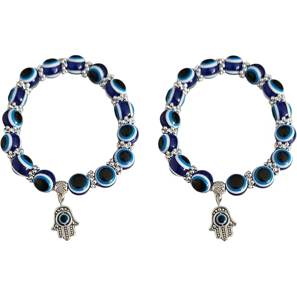 Collana MYSTIC JEWELS Malocchio Con Mano Di Fatima, Argento 925 E Vetro, Regolabile 40-45 Cm