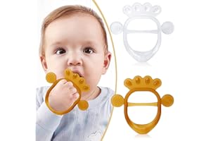 Termichy Beißring Baby, Weicher Beissring Baby, Non-dropping Design Beißspielzeug Baby, Beruhigen Sie wundes Zahnfleisch, BPA Frei Silikon Sicher für Babys ab 2+ Monate(Bernstein & Kristall)