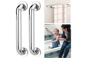 Shackcom 2pcs 30cm Barre d’appui de Salle de Bain Tube Φ3.2 cm Barres de Sécurité Murale pour Douche Poignée de Baignoire en Acier Inoxydable pour Enfants Femme Enceinte Handicapés Personnes Agées