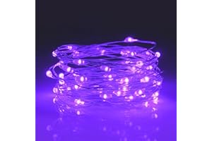 ‎AIFULO aifulo Lila Lichterkette Batterie Timer, 3M 30 Micro LED Lichterkette Innen mit 6H Timer, Wasserdichte Kupferdraht Lichterkette für Party, Garten, Weihnachten, Halloween, Schlafzimmer, Hochzeit