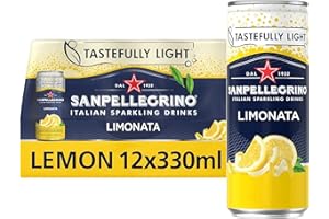 San Pellegrino Italian Sparkling Drinks Tastefully Light Sparkling Lemon Canned Soft Drink 12 x 330ml | 73k Cals per Can
