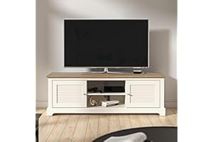 Galano Milan 150cm TV Stand – Fits up to 65" TVs, 2-Door Cabinet with Large Storage, Engineered Wood in Ivory/Oak Finish