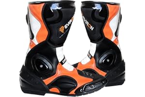EVIRON Bottes de protection de moto noires et oranges