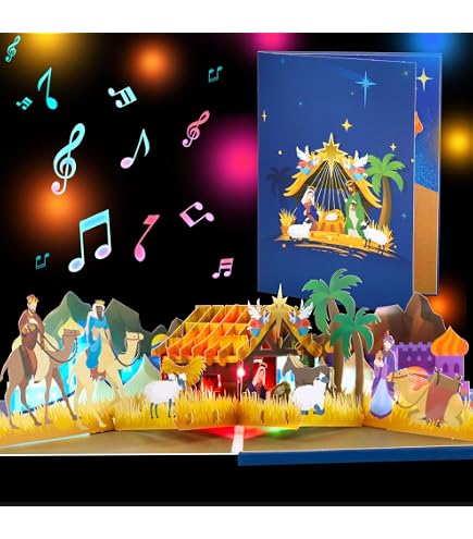 Carte De Noël Pop-up 3D Avec Crèche - Carte Religieuse Faite Main - Pour Femmes, Enfants, Cadeau Chrétien