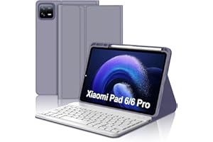 JADEMALL Funda con Teclado para Xiaomi Pad 6/6 Pro 11", Teclado Bluetooth Inalámbrico Desmontable Magnético con Funda Protectora Delgada para Tablet Xiaomi Pad 6/6 Pro 2023 11 Pulgadas, Púrpura