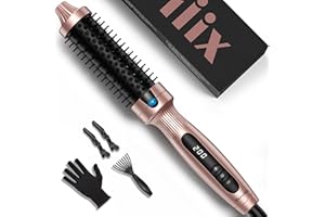 Terviiix Thermal Brush, 32mm Brosse Chauffante, Tourmaline Céramique Ionic Brosse Thermique Brushing, Brosse Brushing Chauffante, affichage numérique 5 températures Hot Brush, double voltage