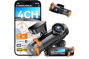 VANTRUE N5S 4-Canaux Dashcam Voiture 2.7K+1080P+1080P+1440P, 360 degrés STARVIS 2 5GHz WiFi GPS Caméra Embarquée, Contrôle Vocale Français 24h. Mode Parking Tampon, Module LTE Optionel, Max 1To