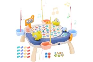 Maycoly Juego de Pesca para Niños,Juguete de Pesca Eléctricos Musical con 42 Peces y 10 Tiras de Caña de Pescar,Juego de Pesca con Juguete Musical,Adecuado para Niños a Partir de 3 Años