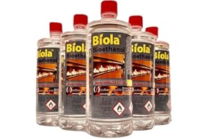 Biola Bioethanol Fireplace Fuel 6L (6 x 1L Bottles) | High Purity Ethanol Fuel for Bioethanol Fires | No Odour, Clean Burning, Eco-Friendly.
