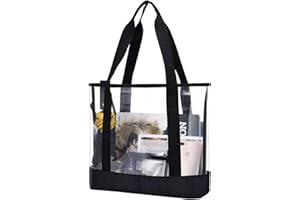 BORMELUN Clear Totes Bag Damen – Große Arbeit Transparente Schultertasche Handtasche Schwarz, Transparent