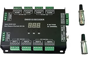 NUTBRO 32CH RGBW DMX512 Decoder 8 Bit/16 Bit RGBW LED Controller 32 Channels Driver RGBW LED Strip Light DIM/CT/RGB/RGBW Controllder DC5V-24V