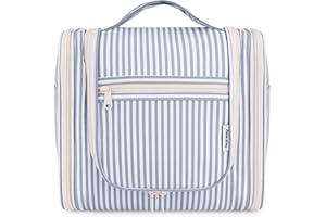 NARWEY Kosmetyczka damska i męska – dziecięca kosmetyczka do zawieszenia i męska – kosmetyczka dla kobiet i dziewcząt, Paski w kolorze szaroniebieskim, L