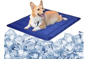 Vamcheer Alfombra Refrescante para Perro - Alfombra de enfriamiento para Mascotas, Cool Pet Mat,Cama Gat Frio Animales Colchon Mascotas para Verano,Mediano/Grande/XL Azul 50x60