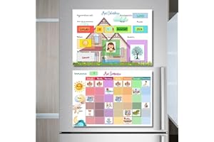 IPEAU Pictogramme école Maternelle Calendrier Éducatif Montessori Enfant 3-8 ans Planificateur Hebdomadaire 114 aimants Semainier Routines Quotidiennes inscriptible Effaçable Autonomie Organisation ludique