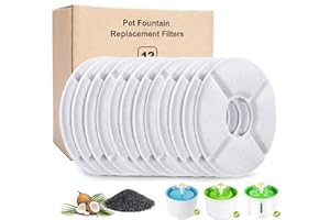 HuaTek 12-Pack Cat Water Fountain Filters, Filters for Pet Water Fountains,Cat Fountain Filter, Cat Fountain Replacement Filter for Automatic Pet Water Fountain Filters, Activated Carbon Filters