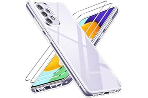 ‎IVOLER ivoler Etui do Samsung Galaxy A52 4G / 5G / A52S 5G, z 3-częściową osłoną ekranu z hartowanego szkła, przezroczyste, odporne na wstrząsy silikonowe etui, cienkie, miękkie TPU zderzak