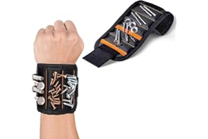 JZK Magnetyczna bransoletka z 15 magnesami do przytrzymywania śrub, gwoździ, nakrętek, wkręcania, bity magnetyczne, prezent dla taty, męża, stolarza, hydraulika