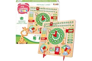 CRAZE My Learning Clock Animals – Lernuhr für Kinder aus Holz, Kalenderuhr zum Lernen für Kinder , Lerntafel Uhr Jahreszeiten Wanduhr, grün