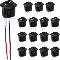 2 Pezzi Interruttore A Bilanciere Rotondo 12V, ON/OFF Con LED Blu, 20A/12V 10A/24V, SPST 3 Pin, Con Piastra E Viti, Per Auto, Barca, Camper