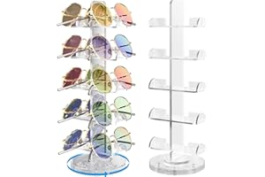 NiHome Clear Acrylic 360° Rotating Eyeglass Display Stand für 10 Brillen, Brillenhalter und Sonnenbrillen Aufbewahrung, Brillenständer für Mehrere Brillen mit Stabilem Rutschfestem Sockel