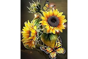 TISHIRON Malowanie według liczb dla dorosłych, kwiaty do malowania według liczb, motyl dla dorosłych, 40 x 50 cm, zestaw do malowania według liczb, pędzle i pigmenty akrylowe, majsterkowanie bez ramy, dla