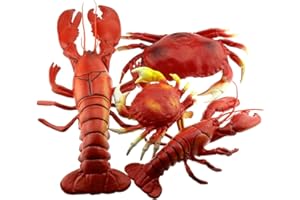 Gresorth 4 PCS Falso Grande Artificiales Langosta Cangrejo Plastico Animal Casa Fiesta Decoracion Monitor