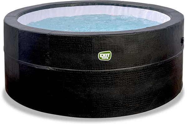 EXIT Toys Leather Premium Spa Extérieur - Isolé - ø184x73cm - pour 4 Personnes - Inclus Chauffage, Pompe Filtrante, Parois Isolantes et Bâche de Protection Isolante - 120 Jets d'air Puissants - Noir