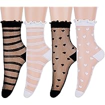 VIDSTW 6 Paia Calzini Estivi Donna Corti in Nylon Trasparenti alla Caviglia Velati Moda Sottile Calze Elasticizzate, Unisize