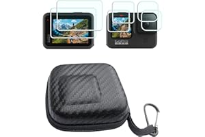HUIPUXIANG Mini Funda rígida de Transporte + Protector de Pantalla para GoPro Hero 12 11 10 9 (para Accesorios) Protector de Pantalla LCD + Protector de Lente + Lente de Pantalla Frontal HD