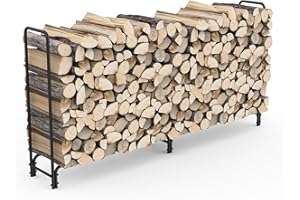 onlyfire Portalegna da Esterno in Metallo, Magazzini per Tronchi Pesanti da Esterno/Interno, Portaceppi per La Conservazione Della Legna del Caminetto,243.8×34.3×122.4 cm