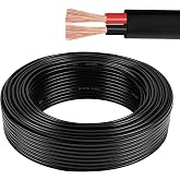 AOHEWEI Bipolar Flat Electric Cable 2 &times; 2.5mm&sup2;, 2 Copper Conductors, for 5V/12V/24V/60V, Thin Wall (Red/Black) for Cars and B