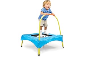 Early Learning Centre Junior Toddler Trampoline Blue Bouncer for Kids 18 Months+ with Safety Padding & Handle 76 x 76cm Fun Gymnastics Equipment Mini Trampoline for Toddlers Kids Outdoor Toys Jumping